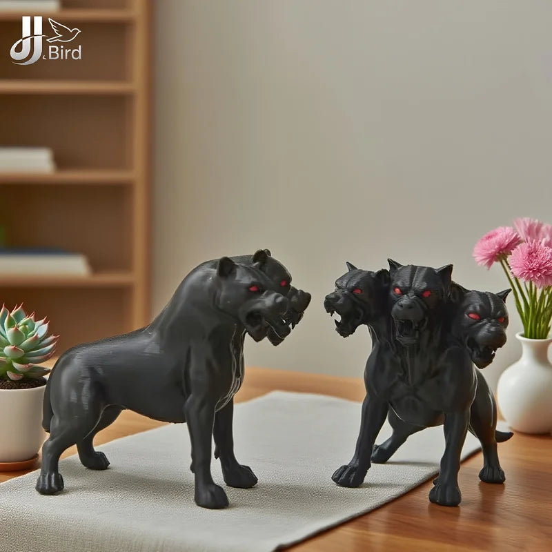Gothic Three-Headed Dog Statue Ornament Halloween Thanksgiving Decor - Indoor & Outdoor