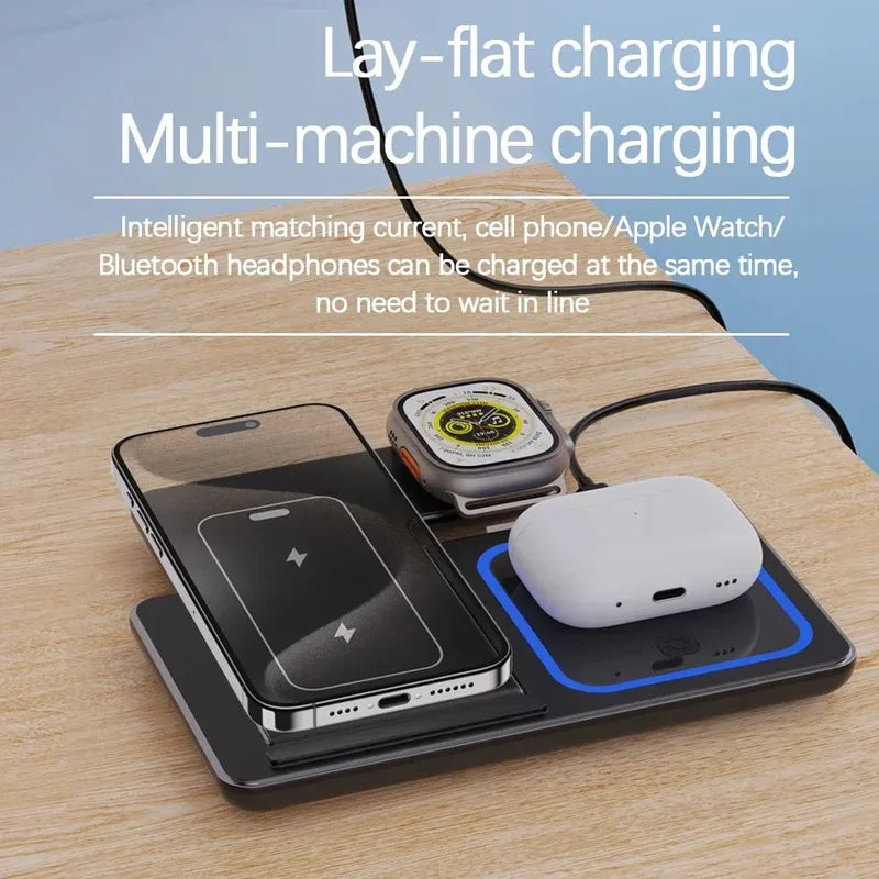 3-in-1 Wireless Charging Station 30W Fast Stand for iPhone, Apple Watch & AirPods