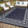 Waterproof Plastic Straw Outdoor Rug - Washable Geometric Living Room & Patio Carpet