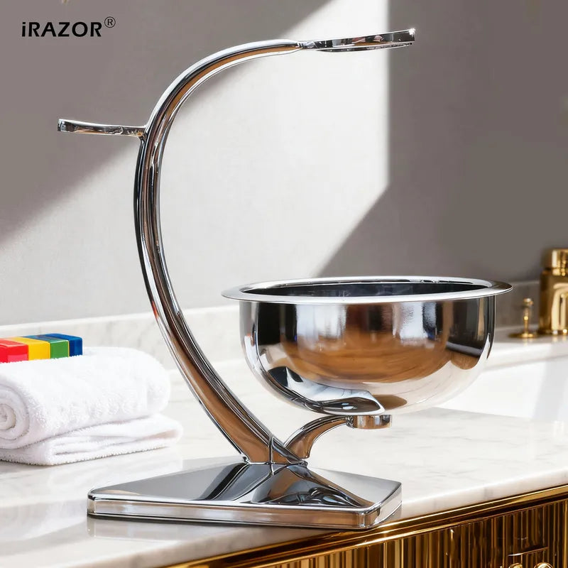 Shaving Bowl and Stand Set with Magnetic Base - Stainless Steel & Chrome