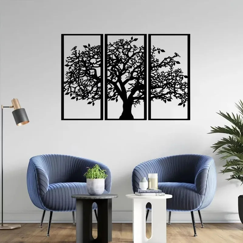 Iron Wall Art Tree of Life Sculpture - Waterproof Metal Wall Decor for Home & Garden