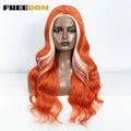 Synthetic Lace Front Wig for Women - 26 Inch Highlight Honey Brown Body Wave Ombre Blonde Cosplay Wig