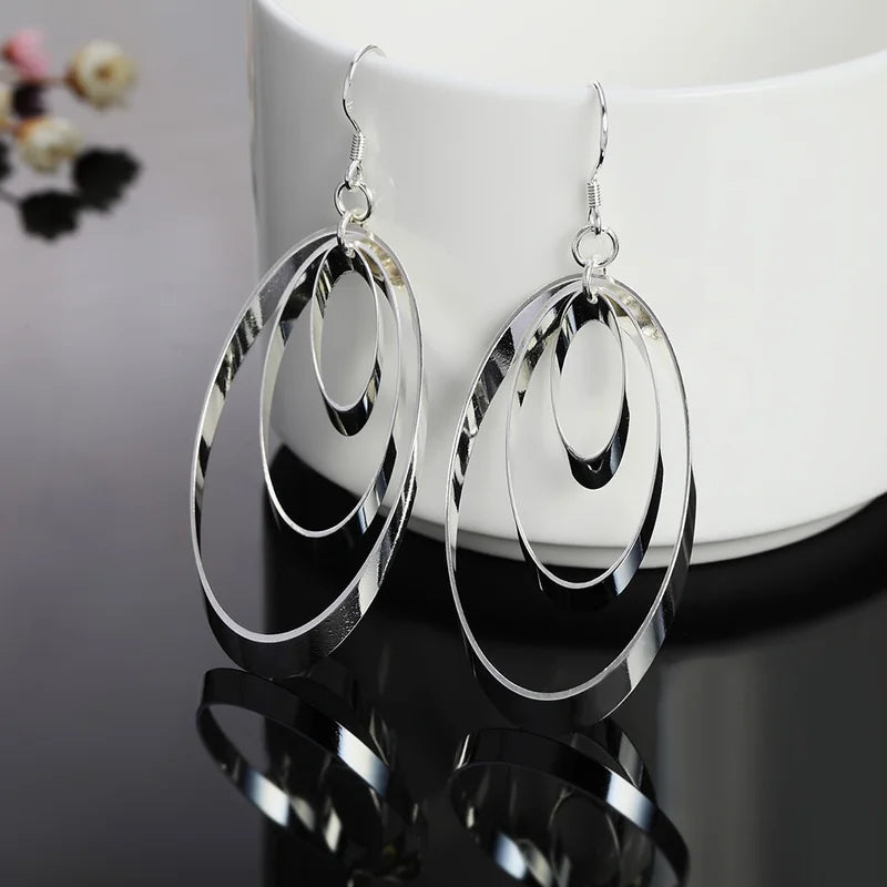 925 Sterling Silver Earrings for Women and Girls Round Charm Jewelry Wedding Engagement