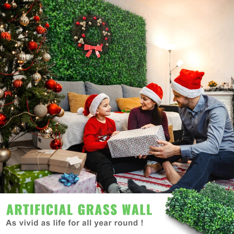 Artificial Boxwood Hedge Wall Panels 24pcs - Green Grass DIY Indoor Outdoor Decor