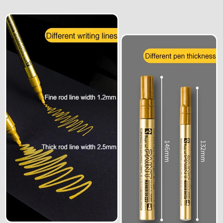 Metallic Silver & Gold Permanent Marker Pen Waterproof for Ceramic Glass DIY Craft