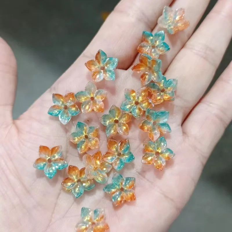 20pcs 12mm Glass Flower Beads for Jewelry Making Spacer Beads DIY Necklace Earrings