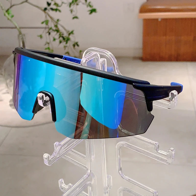 Semi-Rimless Sports Cycling Sunglasses Mirror Lens Men Women Outdoor Goggle