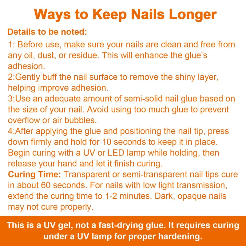 Clear Nail Glue Gel for Tips & Rhinestones - Strong Adhesive with No Wipe Finish