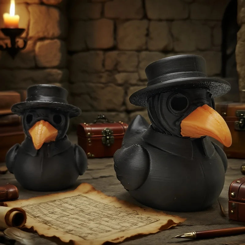 Halloween Gothic Duck Ornaments - Dark Retro Desktop Decor, Fun Small Objects