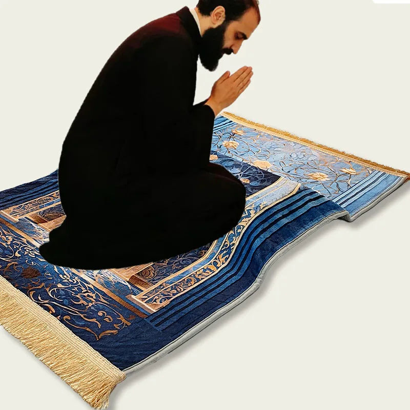 Islamic Prayer Rug 70x110cm Living Room Decor Muslim Prayer Mat with Sponge Pad
