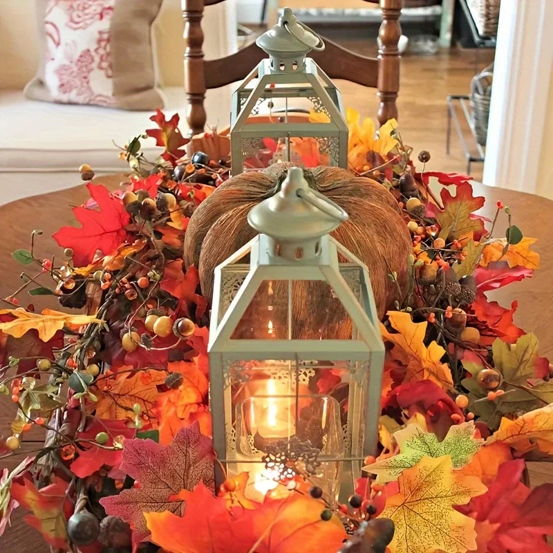 Autumn Artificial Maple Leaf Wreath - Fall Home Decor for Doors & Walls