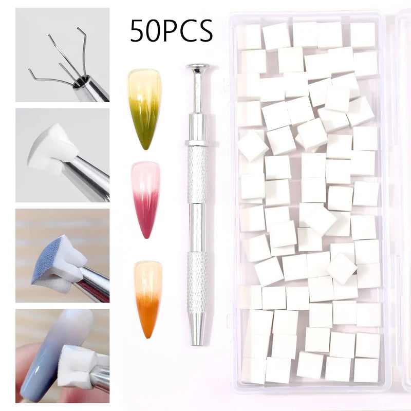 Nail Art Gradient Sponge Set with Grip Tool for Manicure DIY