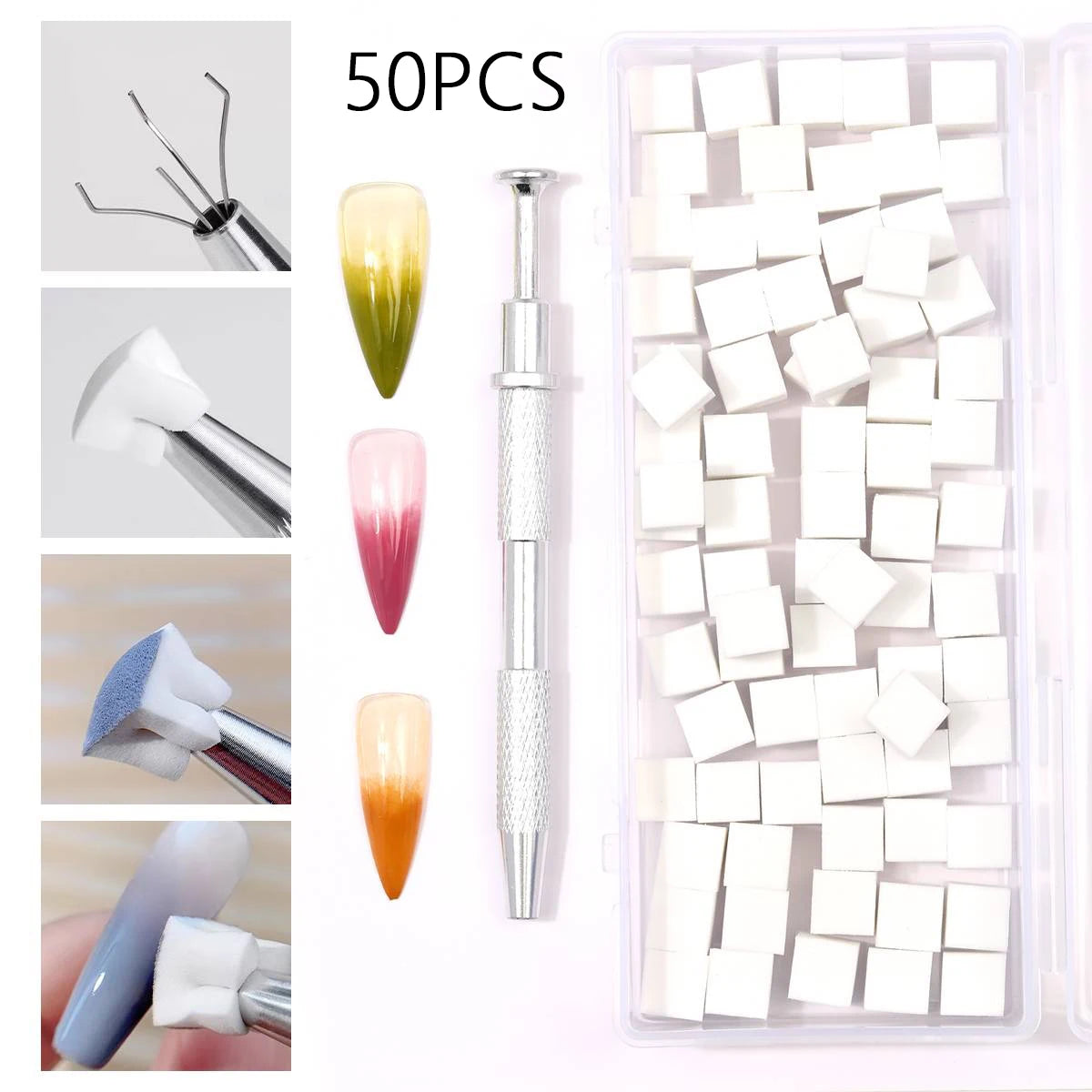 Nail Art Gradient Sponge Set with Grip Tool for Manicure DIY