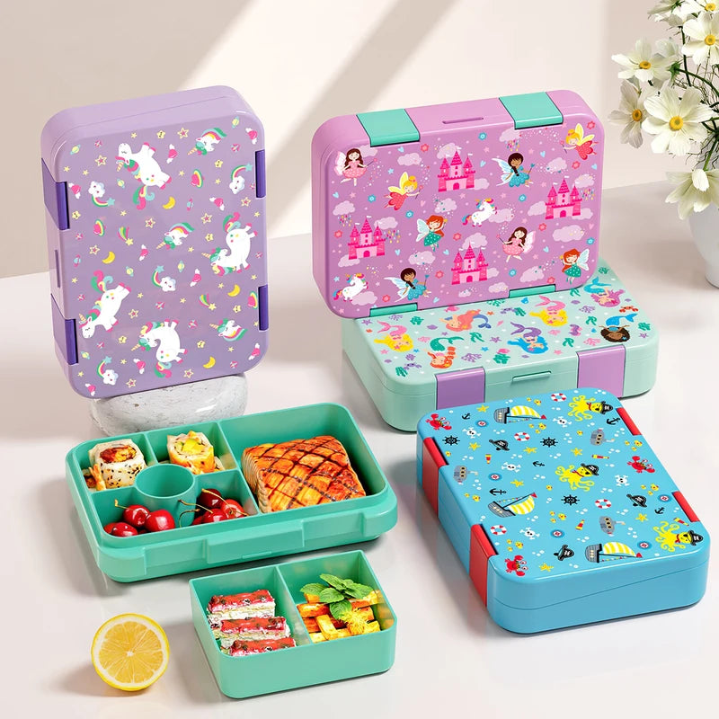 1100ml Cartoon Christmas Lunch Box with Leakproof Bento Container - Microwavable & Hermetic for Students