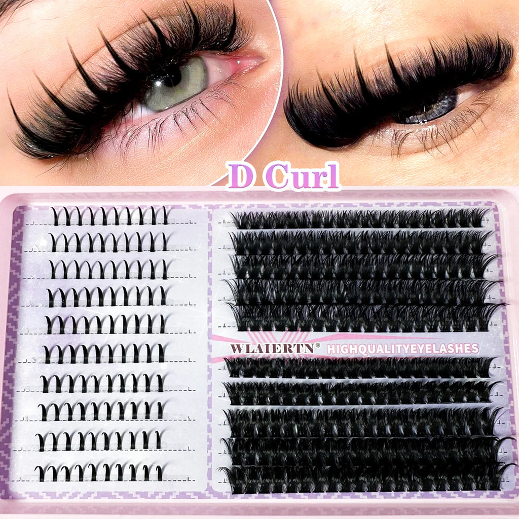 DIY 3D Volume Eyelash Extensions Kit Clusters Spikes Lash Individuals - Black & Red