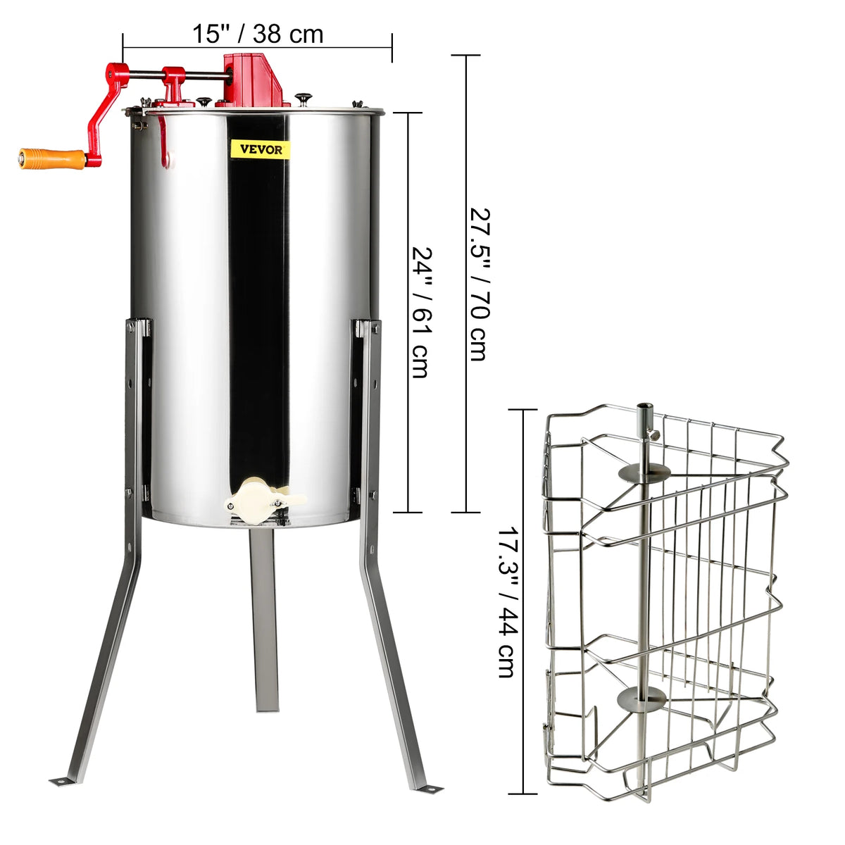 Manual Honey Extractor 3 Frame Stainless Steel Beekeeping Equipment with Lid