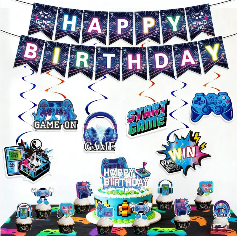 Neon Game Theme Birthday Party Decorations Hanging Pendant Controller for Game Console