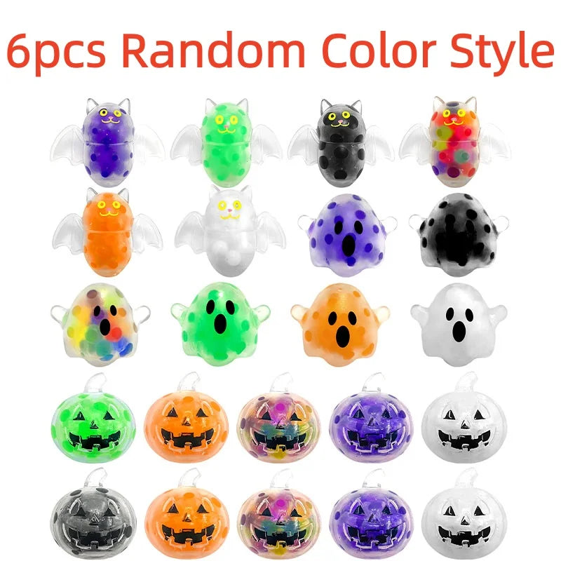 Halloween Stress Relief Bead Ball Toy Ghost Pumpkin Bat Squeeze & Release Fidget