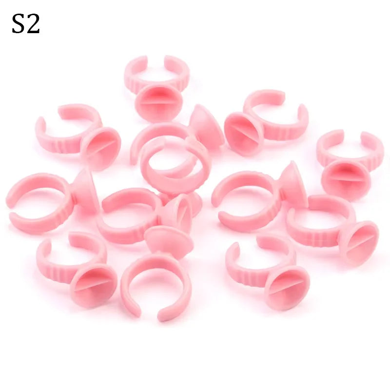 Disposable Plastic Glue Rings for Permanent Makeup and Lash Extensions - 100pcs