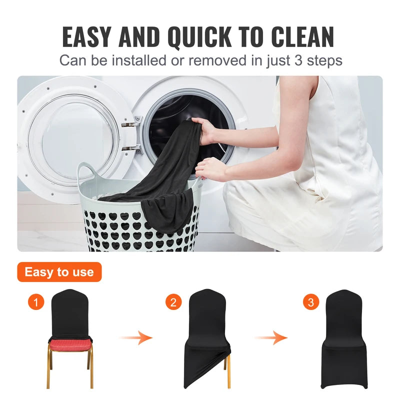 50-Pack Elastic Spandex Chair Covers for Weddings and Events - Washable & Fit Most Chairs