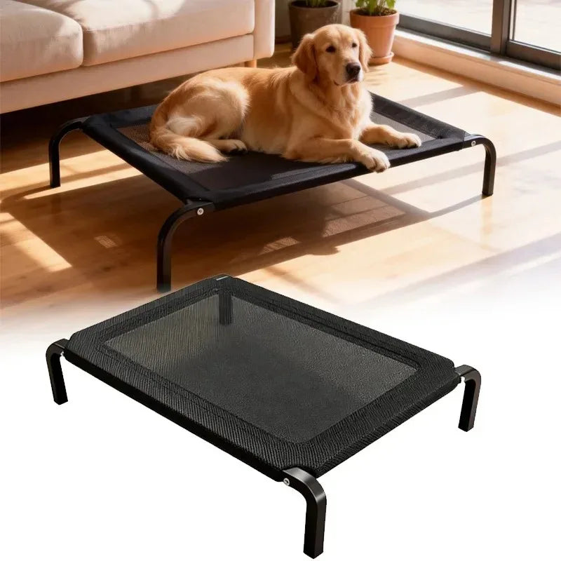 All-Season Foldable Dog Bed - Large & Small Pets Cooling Summer Camp Bed with Detachable Cover