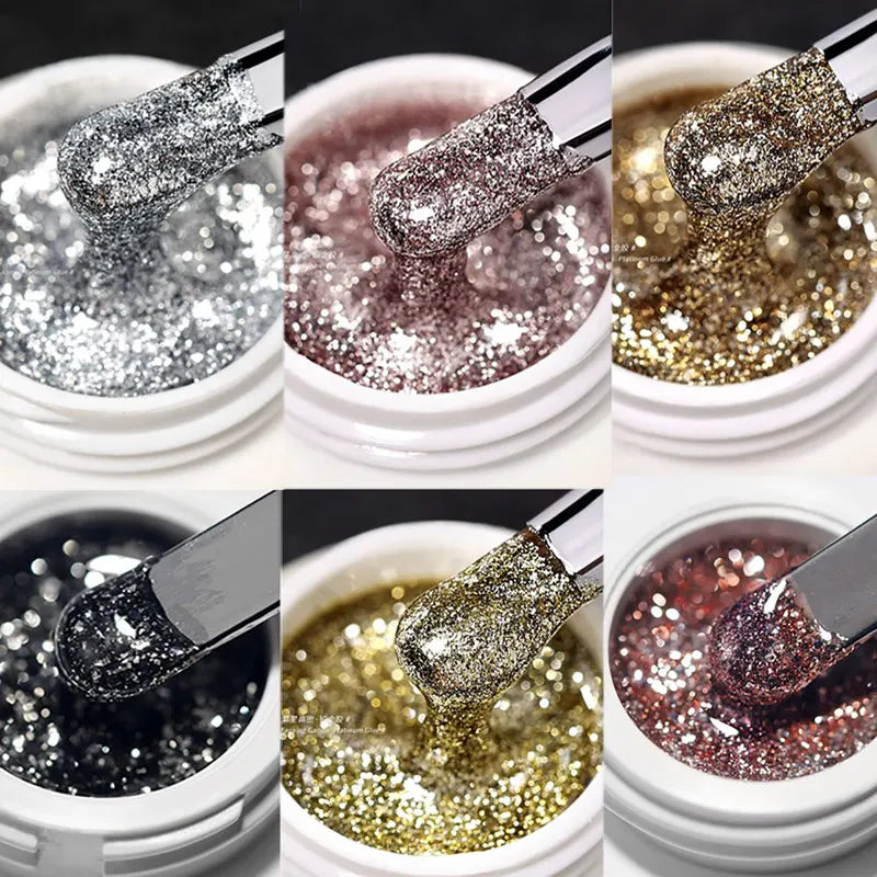 Reflective Glitter Gel Nail Polish Top Coat for Nail Art - 5ml Jar