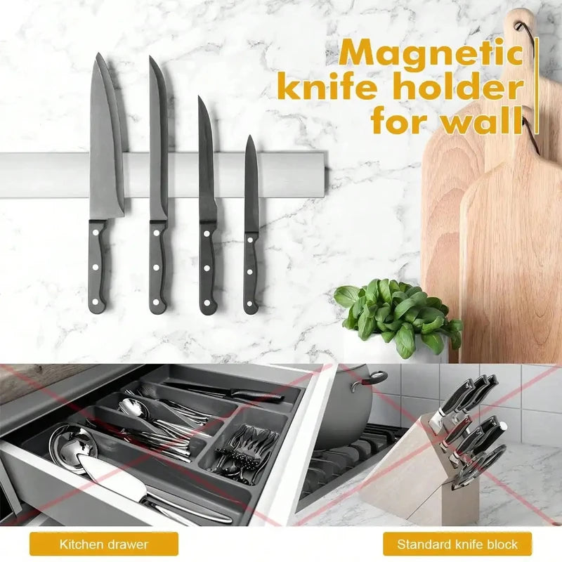 Magnetic Knife Holder Wall Mount Stainless Steel Kitchen Organizer - Multi-Color