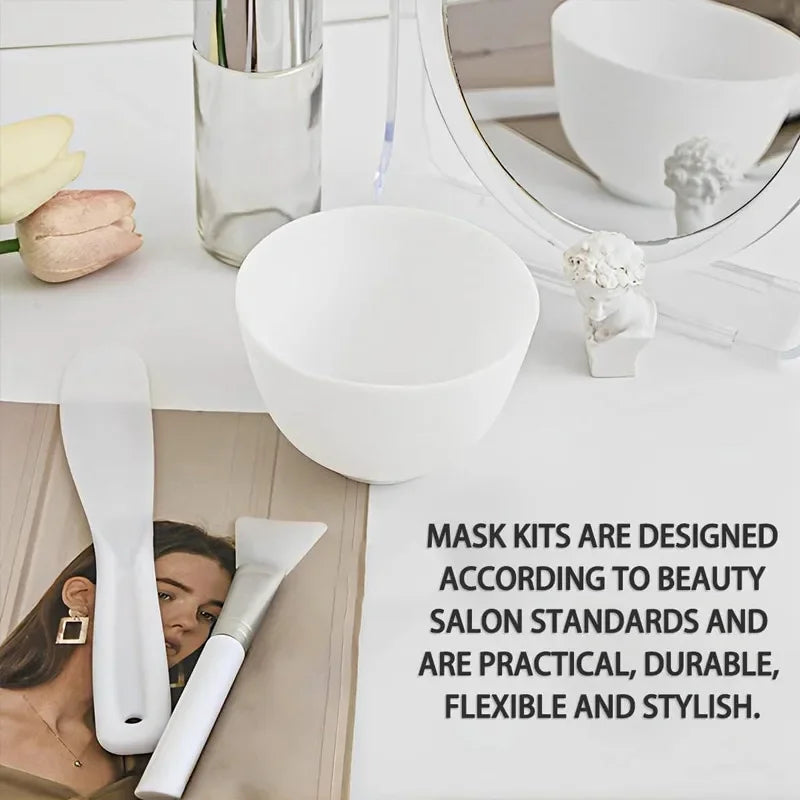 Silicone Face Mask Mixing Bowl Set with Applicator and Measuring Spoon - Skincare Tools
