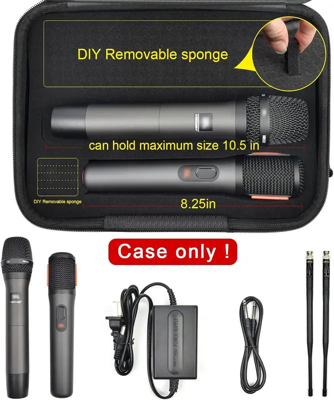 Wireless Microphone Storage Case for Karaoke Microphone System - Large Capacity