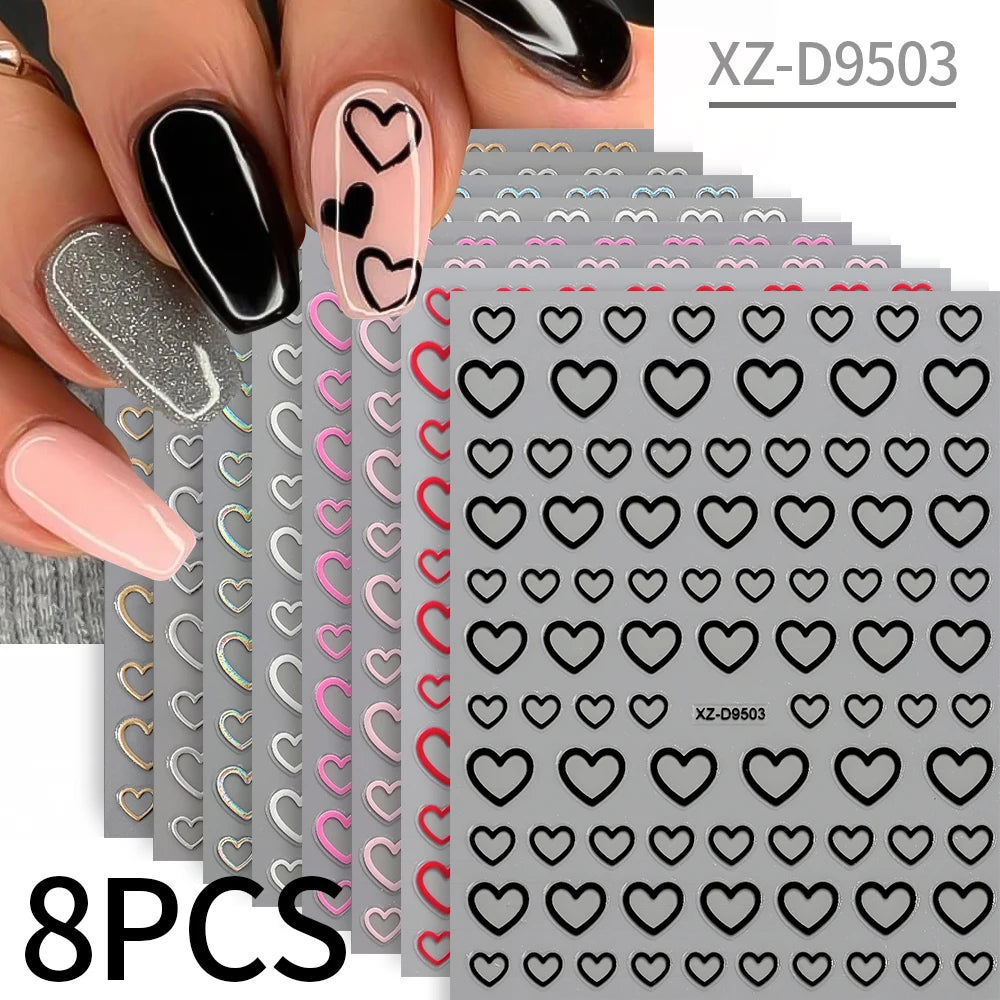 Colorful 3D Y2K Star Nail Stickers Set - Self-Adhesive Luxury Manicure Decals