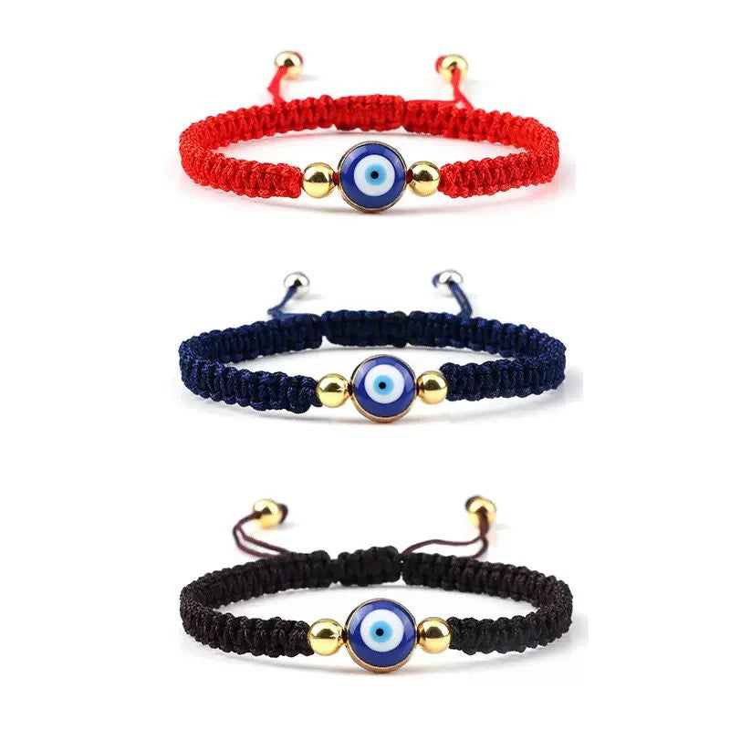 Men's Woven Fatima Hamsa Hand Bracelet with Evil Eye Charm - Unisex Spiritual Jewelry