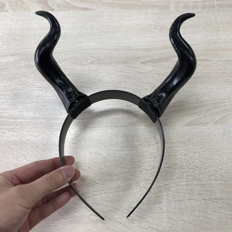 Women Black Witch Horns Headband Cosplay Devil Antelope Costume Accessory