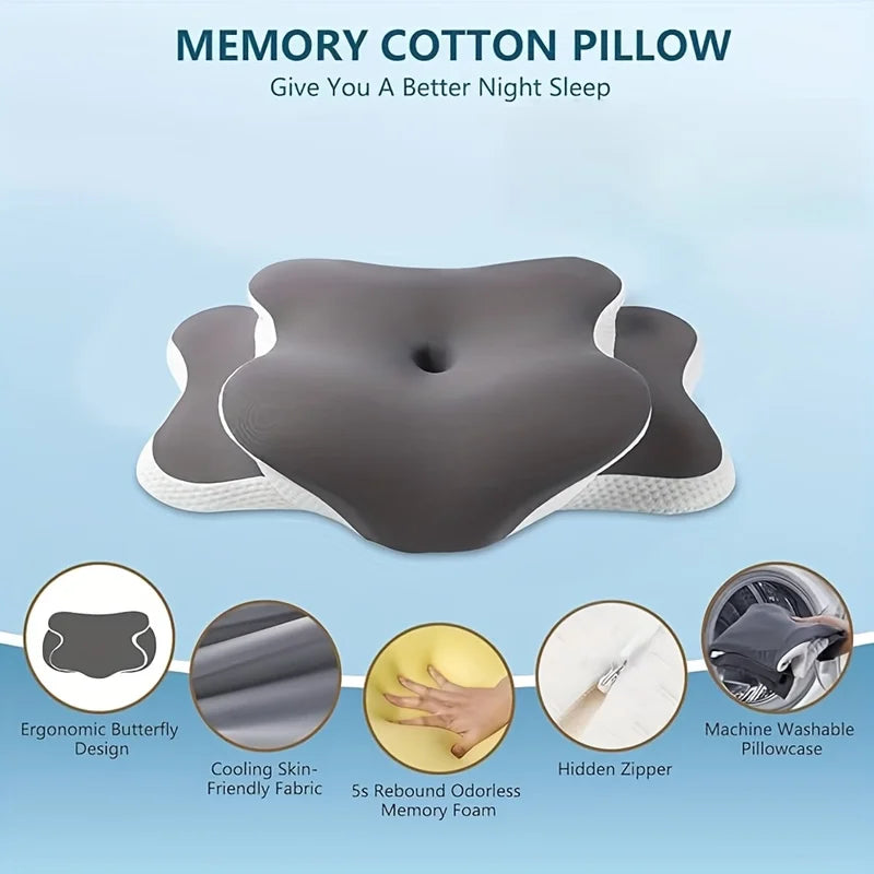 Memory Foam Cervical Pillowcase - Cooling Fabric Pillow Protector Bedding Cover