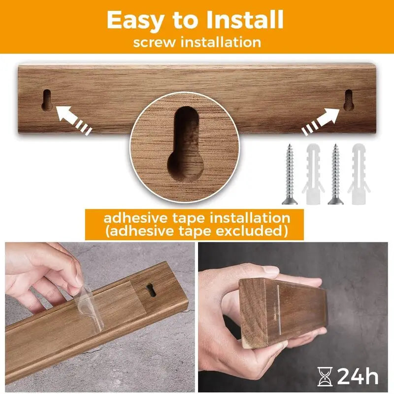 16-Inch Wall-Mounted Magnetic Knife Holder in Acacia Wood - Kitchen Organizer