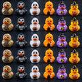Halloween Mini Duck Figurines Set - Ghost Pumpkin Skeleton Decor for DIY Crafts and Parties