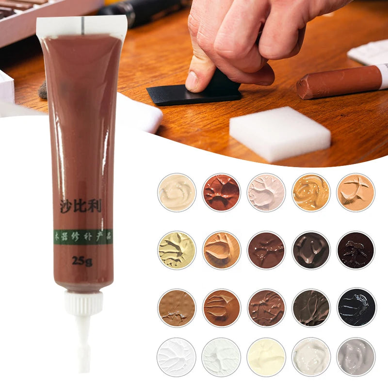 Wood Furniture Scratch Repair Paste Set - 27 Colors for Furniture & Floors, 25g
