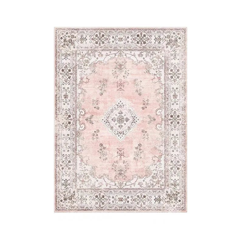 Persian Vintage Style Faux Cashmere Carpet Non-Slip Washable Bedroom Living Room Rug