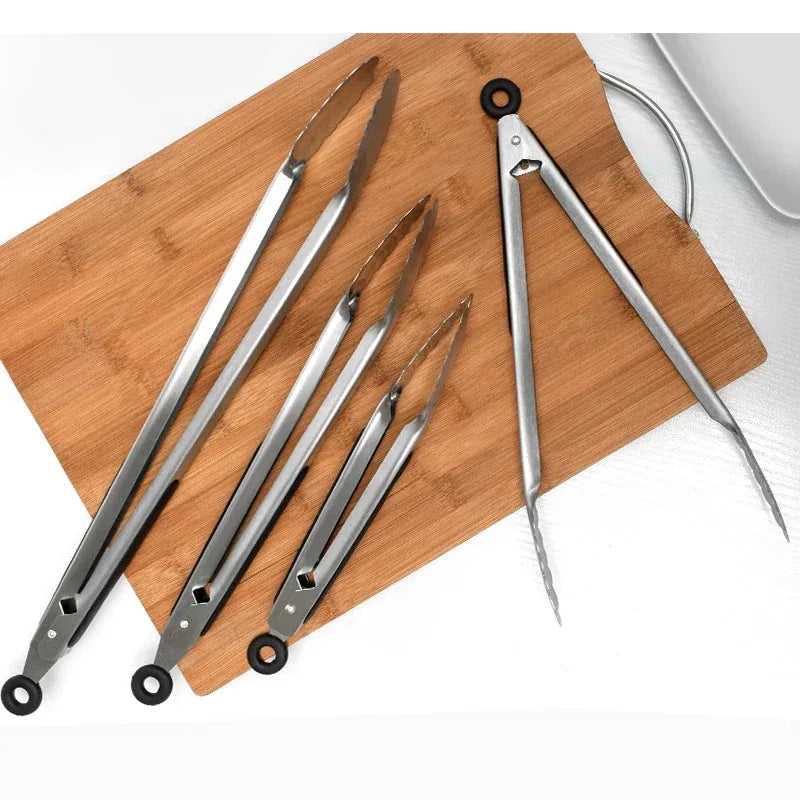 BBQ Grill Tongs Stainless Steel Food Clips for Camping Kitchen Outdoor Cooking
