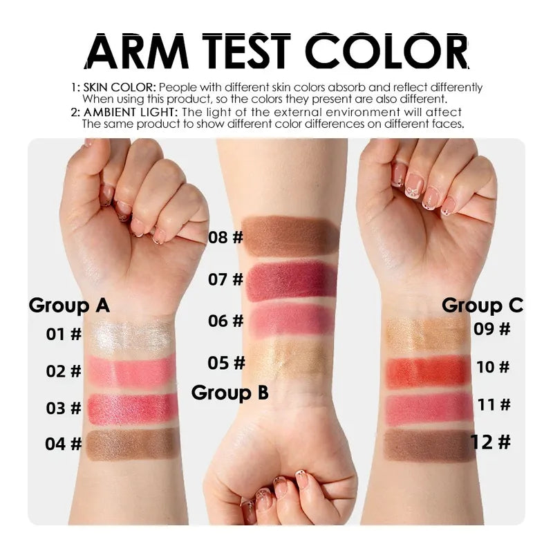 4-Pack Waterproof Face Makeup Sticks for Contouring and Highlighting - Long-Lasting Blush & Shimmer Set for Beginners Women