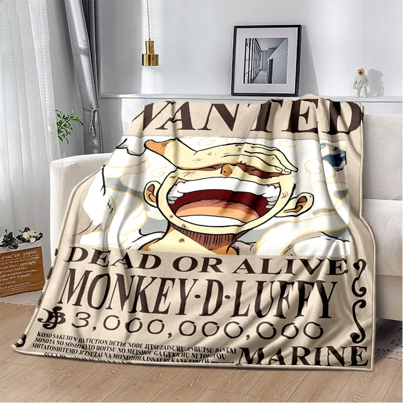 Anime One Piece Luffy & Crew Flannel Blanket - Soft Warm Throw Bedding