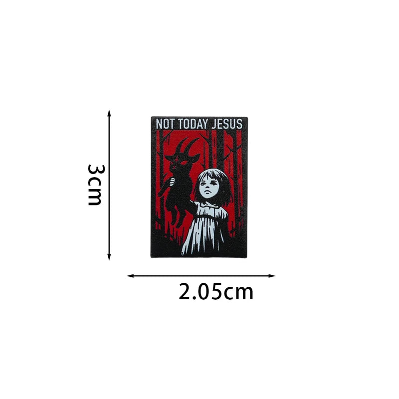 Not Today Jesus Satan Metal Enamel Brooch - Gothic Goat Lapel Pin, Halloween Gift