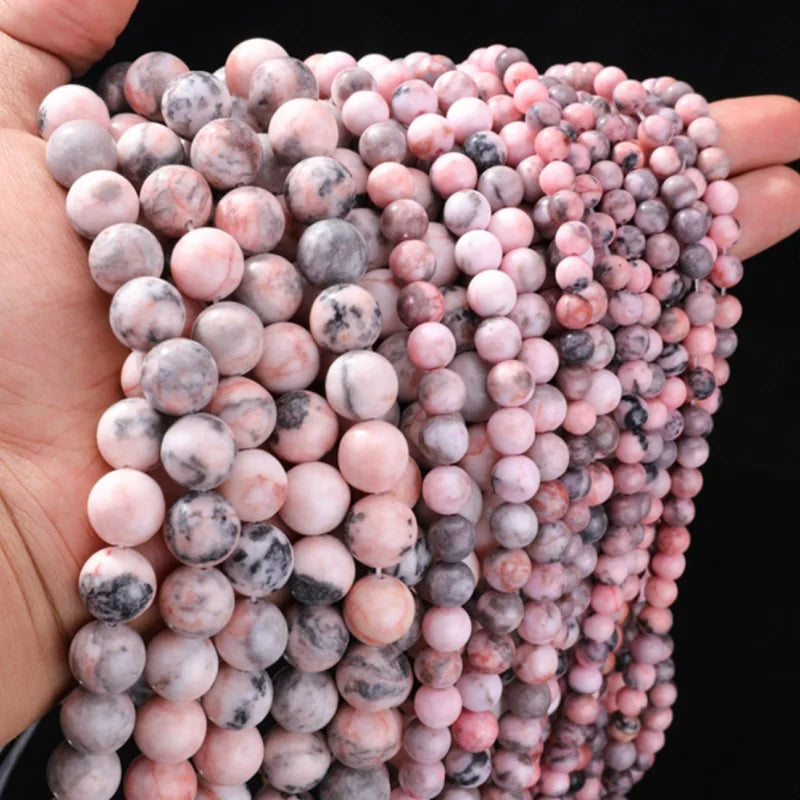 Natural Stone Pink Zebra Jasper Beads - 2mm to 12mm Round Loose Spacer Beads for Jewelry Making