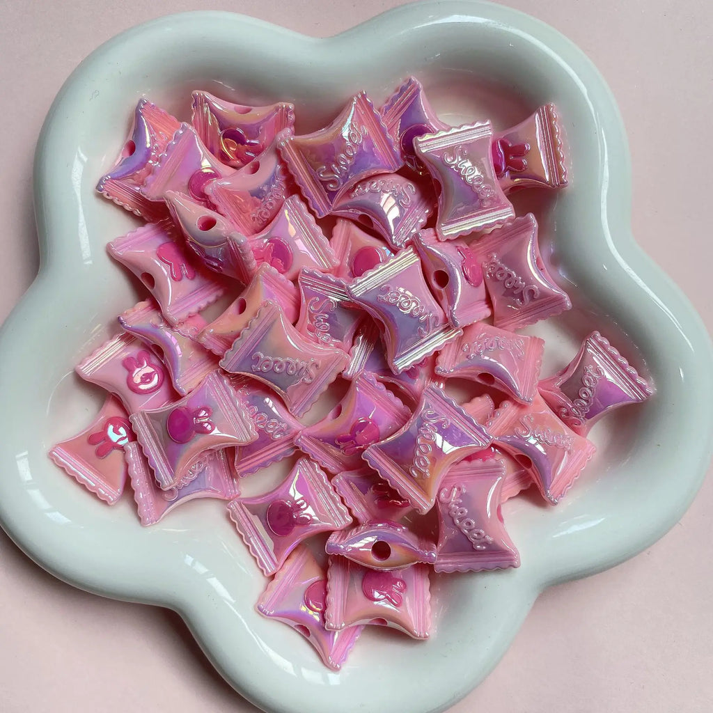 17x21mm Acrylic Beads 10pcs Colored Candy Beads with Rabbit Head Pattern for Jewelry Making