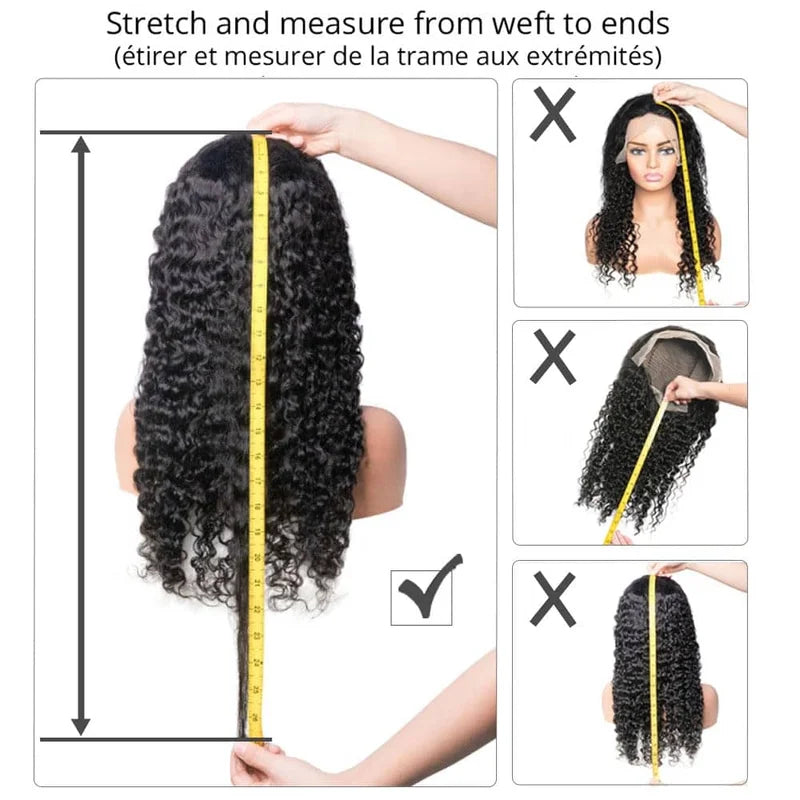 HD Lace Frontal Wig 40in Brazilian Virgin Human Hair Deep Wave Natural Hairline