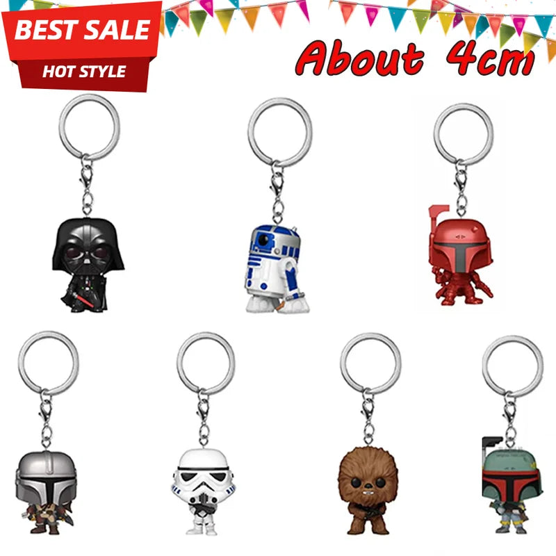 Kids PVC Keychain Toy Set - Baby Yoda, Obi-Wan, Boba Fett, Mandalorian