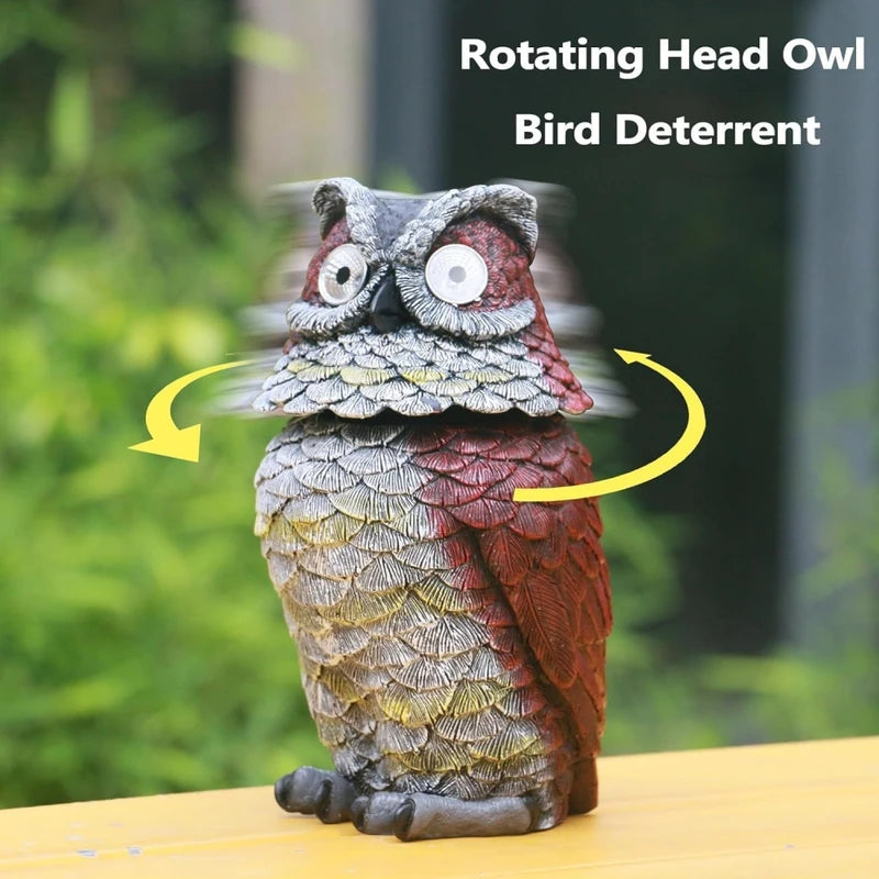 Solar Owl Garden Statue with Glowing Eyes Outdoor Decor Resin Sculpture