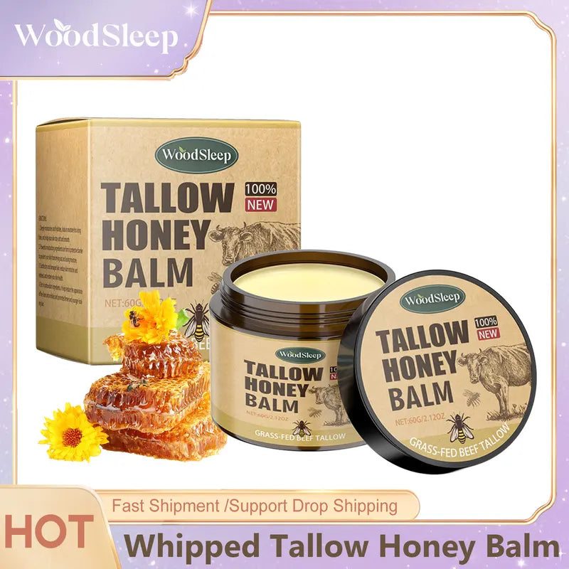 Organic Beef Tallow and Honey Face & Body Moisturizer - Fast Absorption Balm