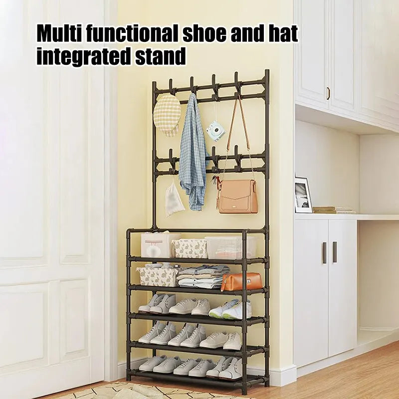 Five Layer Shoe Rack with Side Pockets - Multi-Functional Household Storage