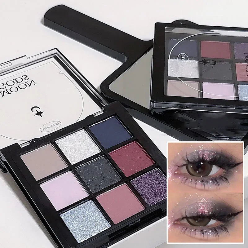 Dark Purple Smoked Eyeshadow Palette - 9 Color Earth Tones & Pearl Finishes