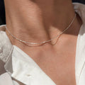 Sterling Silver Geometric Bead Necklace for Women - Delicate Collarbone Chain